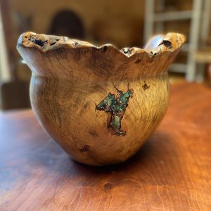 natural-edge-maple-burl-vase-with-turquoise-and-copper-inlay